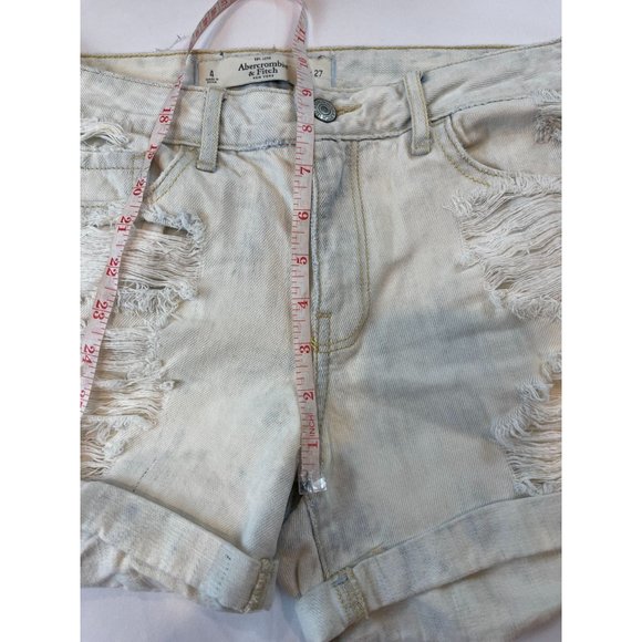 Abercrombie & Fitch Women's Boyfriend Shorts Distressed Roll Cuff Hem White W27 - Picture 5 of 9